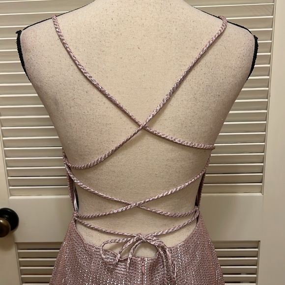 Lulus Earned Your Win Metallic Lace-Up Mini
Dress in Pink, Size Medium, NWT - Picture 9 of 17